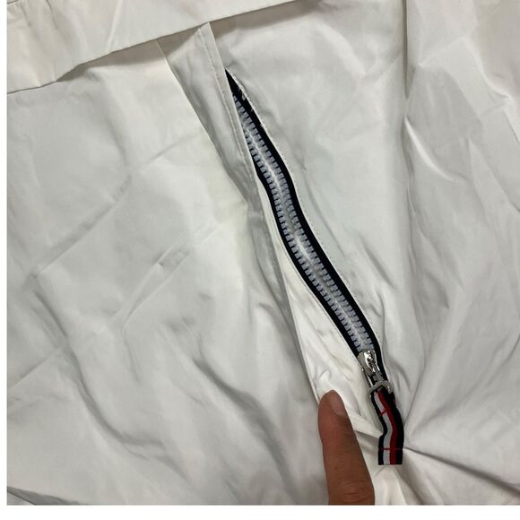 Tommy Hilfiger Windbreaker L White Spellout Hooded Half Zip Jacket Nylon - Picture 9 of 13